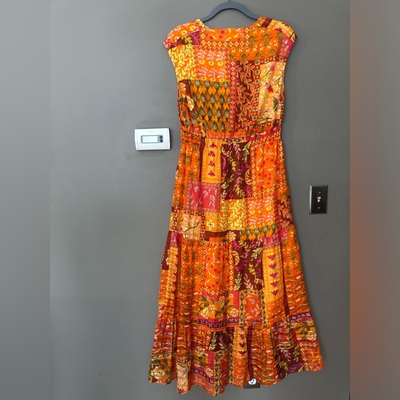 MARIE OLIVER x ANTHRO Indy Poppy Patchwork Linen & Viscose Maxi Dress Size XS - Picture 6 of 12